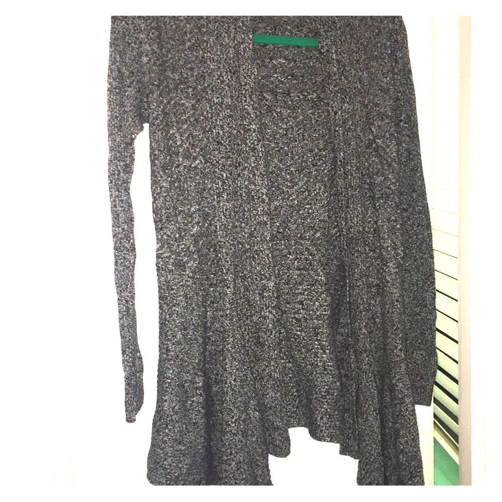 Black and white marbled wrap sweater